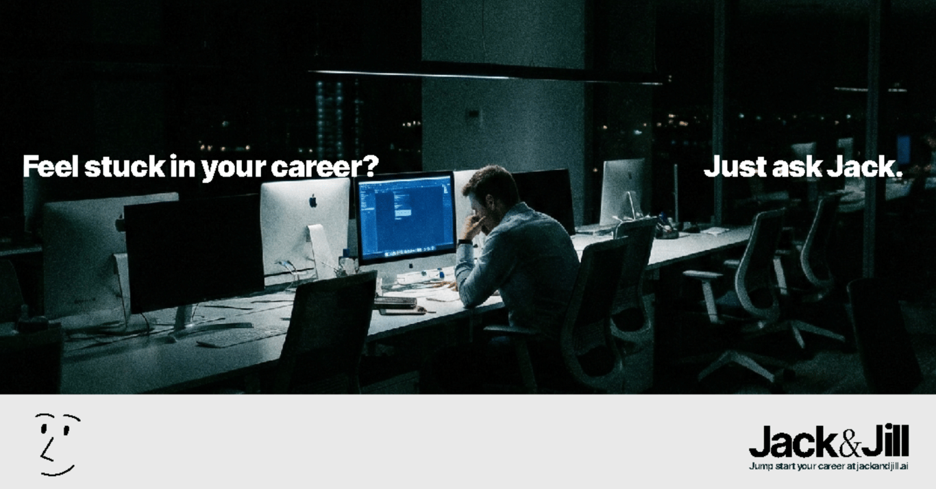 Bold graphic ad layout with dynamic composition and brand messaging